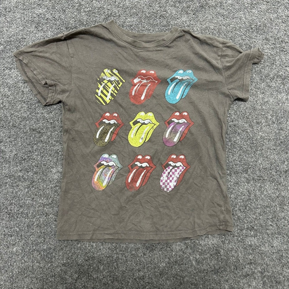 The Rolling Stones T-Shirt Womens Size S Gray Tongue Graphic Rock Band Tee